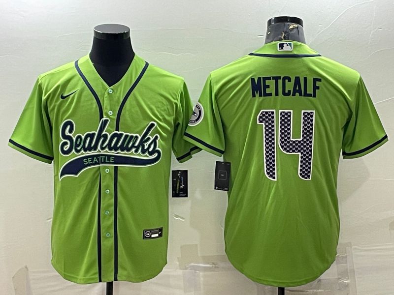 Men Seattle Seahawks 14 Metcalf Green 2022 Nike Co branded NFL Jersey